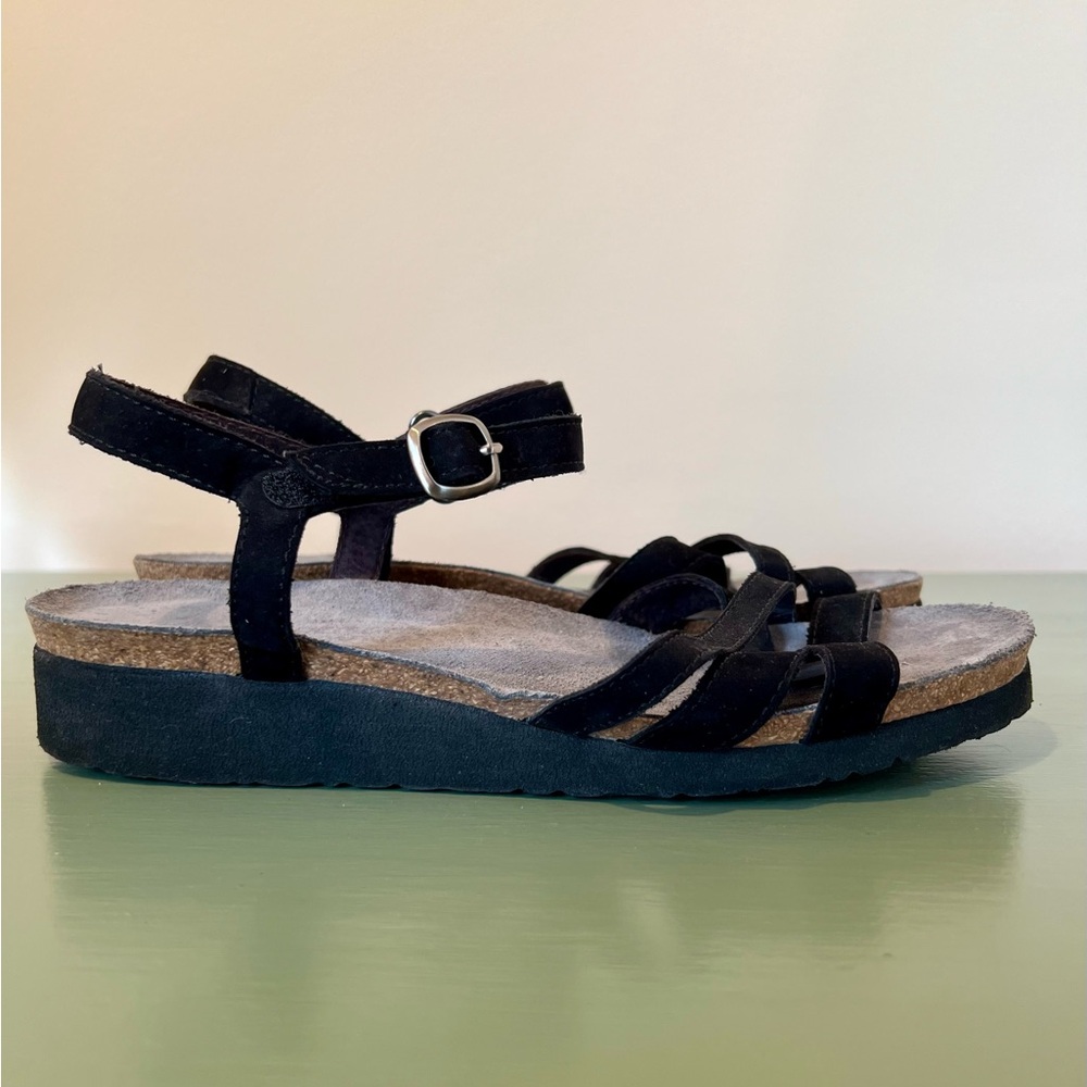 Naot Black Brittanty Sandals Womens Size 38 US 7.5 Cork Comfort Strappy Shoes - Picture 5 of 7